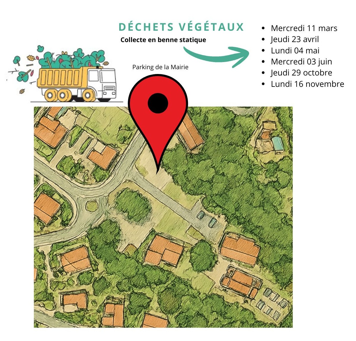 Collecte des déchets végétaux en camion benne statique : Les dates à retenir